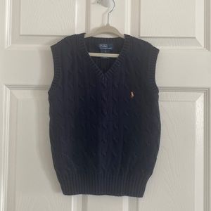 POLO RALPH LAUREN Boys Navy Blue Cable Knit Sweater Vest Size 6